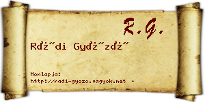 Rádi Győző névjegykártya